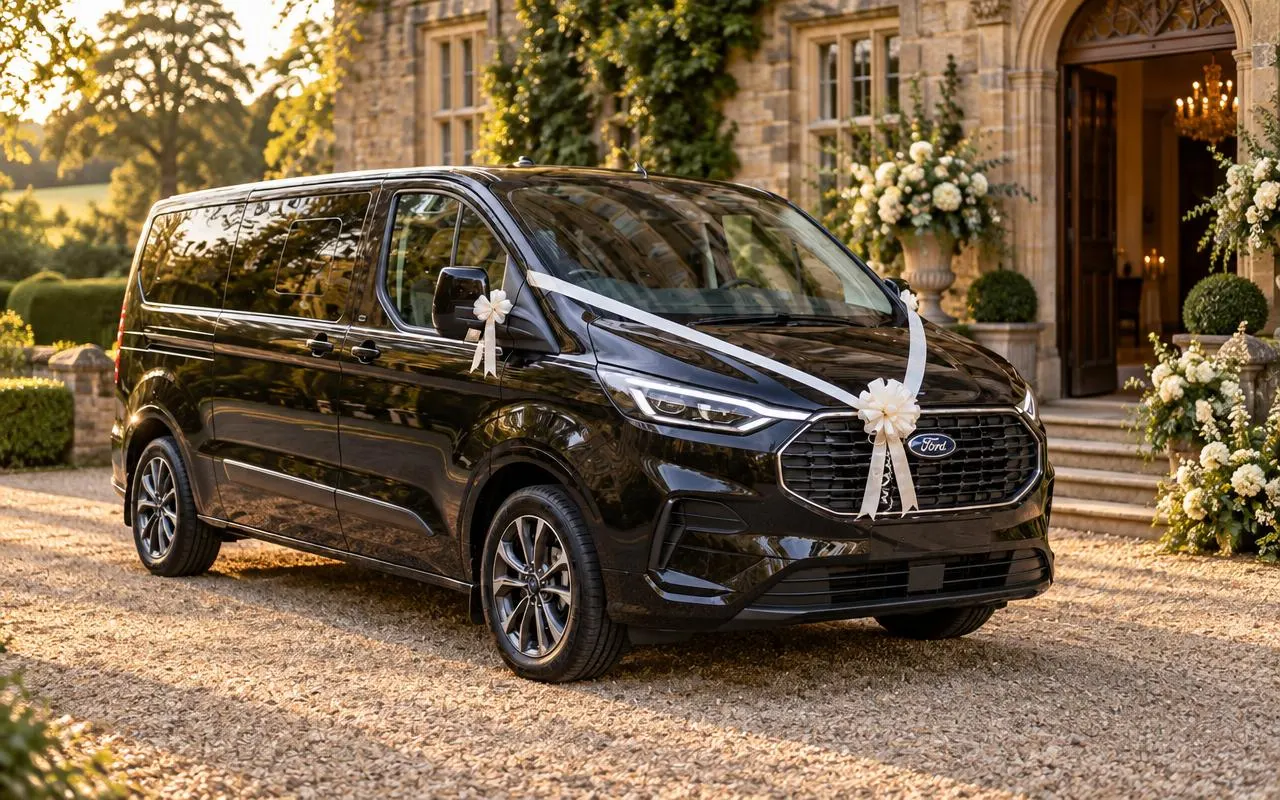 Black Ford Tourneo Custom — weddings & events with Pearl & Co Executive Travel